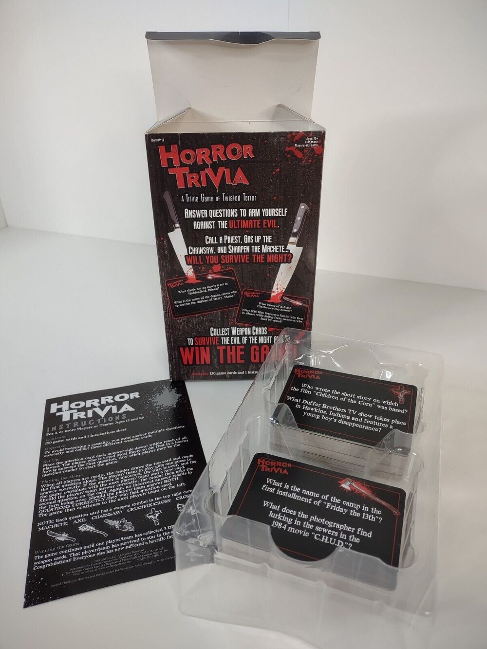 HORROR TRIVIA Card Game of Twisted Terror Endless Games Age 13 & Up Party Game